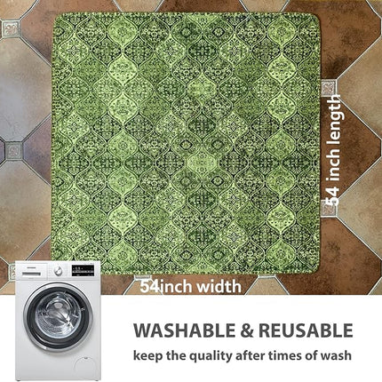 nunubaby Washable Pee Pads for Dogs, Stylish, Non-Slip and Leak-Proof Pee Pads. Reusable Potty Pads for Dogs for Crates and Floors.(Green/Multi, 54" x54")