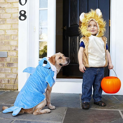 FLAdorepet Halloween Dog Shark Costume Outfits for Large Dog Winter Fleece Puppy Jacket Coat Hoodie Funny Dog Clothes Golden Retriever(5X-Large, Blue)