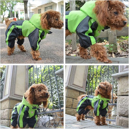 Lovelonglong Alaska Dog Hooded Raincoat, Golden Retriever Rain Jacket Poncho Waterproof Clothes with Hood Breathable 4 Feet Four Legs Rain Coats for Large Huge Dogs Green L-XL+