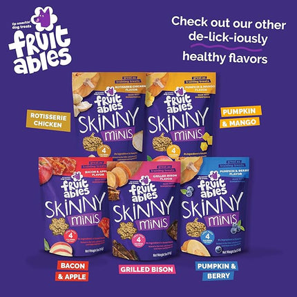 Fruitables Skinny Minis Dog Treats, Healthy Sweet Potato Treat for Dogs, Low Calorie & Delicious, Puppy Training, No Wheat, Corn or Soy, Made in the USA, Grilled Bison Flavor, 5oz