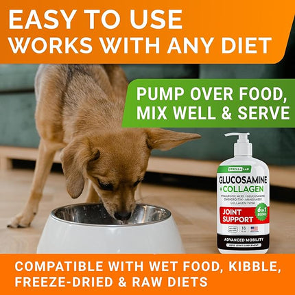 STRELLALAB Liquid Glucosamine for Dogs 32 OZ - Joint Support - All-Natural Hip & Joint Supplement, Glucosamine Chondroitin Liquid, MSM & Collagen for Dogs Mobility, Joint Pain Relief (Pack of 2)