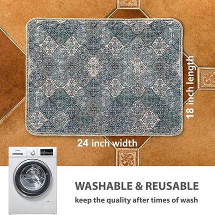 nunubaby Washable Pee Pads for Dogs, Stylish, Non-Slip and Leak-Proof Pee Pads. Reusable Potty Pads for Dogs for Crates and Floors.(Blue/Multi, 18" x24" )