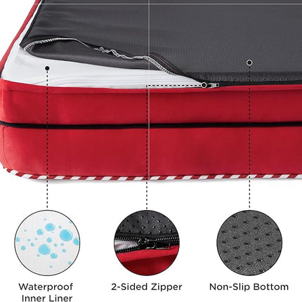Bedsure Orthopedic Dog Beds Large Sized Dog - Washable Large Dog Cat Bed Waterproof, Comfort Dogs Couch Sofa with Washable Removable Cover, Pet Bed with Nonskid Bottom, Red, 35"