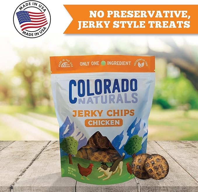 Chicken Jerky Chips Dog Treats, 6 oz – All-Natural, Made in USA, No Fillers or Preservatives – Promote Bone and Joint Health