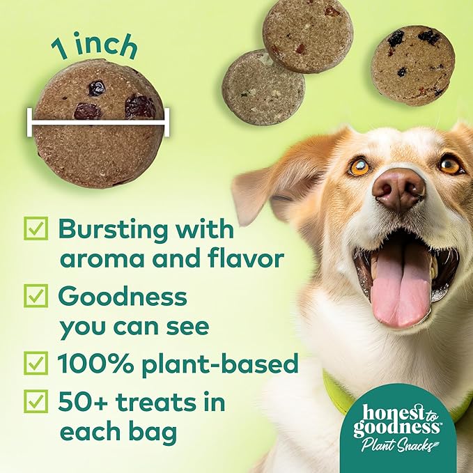 Honest to Goodness Plant Snacks Dog Treats, Dog Favorites Pack, 4 Flavors of 8oz Bags, Enriched with Omega 3s & Postbiotics