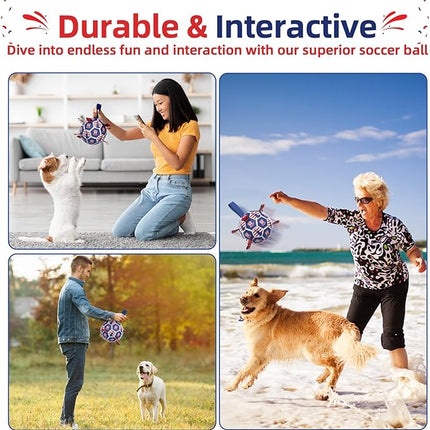 Diman Dog Toy Soccer Ball : Outdoor Dog Toys, Dog's Independence Day Gift, Dogs Soccer Ball with Straps for Tug of War, Pet Birthday Gift for Small Medium (6 Inch)