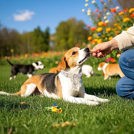ARING PET Floral Dog Collar, Cute Purple Flower Spring Summer Pet Collars with Quick Release Buckle for Puppy Small Medium Large Boy Girl Dogs-L