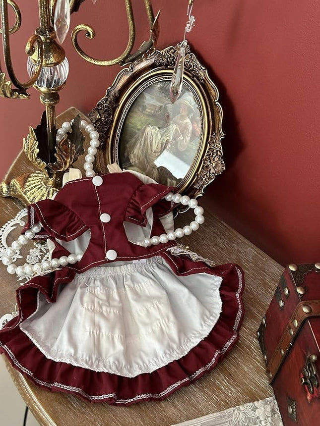 Fashion Sweet Puppy Dog Lace Princess Dress for EXTRAL Small and Small Dog A-WineRed-1 XX-Small