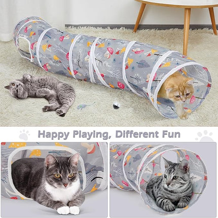 Glittme Cat Tunnel, Cat Tunnels for Indoor Cats, S-Shape Peekaboo Cat Cave with Cat Toys, Foldable Cat Tubes and Tunnels for Cats, Rabbit, Puppy, Guinea Pig