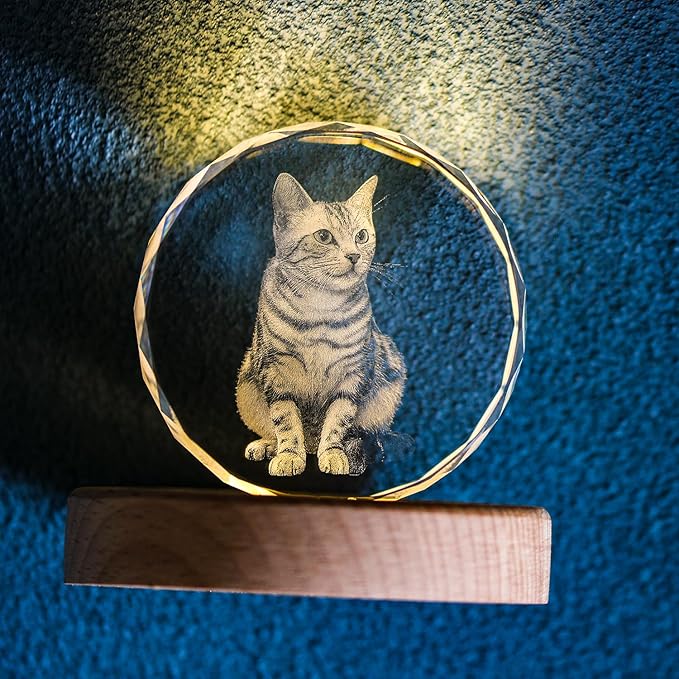 Pet Memorial Gifts for Dogs,Cats,Personalized 3D Crystal Photo,Custom 3D Pictures,Dog Memorial Gift,3D Laser Etched Picture, Customized Gifts,Personalized Photo Gifts