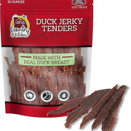 Country Kitchen Duck Jerky Tender Dog Treats, Made with Real Duck, High Protein, Low Fat, No Artificial Colors, 32 oz