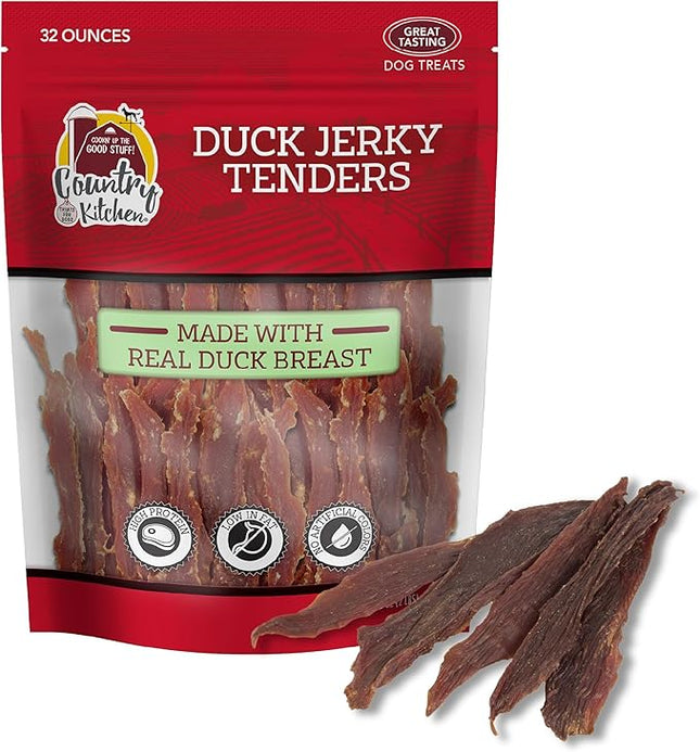 Country Kitchen Duck Jerky Tender Dog Treats, Made with Real Duck, High Protein, Low Fat, No Artificial Colors, 32 oz