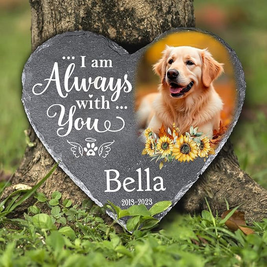 Gabita Custom photo and name Dog memorial stone, Pet Memorial Stones for Dogs, I am alway with you Personalized Dog Memorial Gifts, Custom Grave Marker Memorial Stone for Dogs Loss, Pet Sympathy Gift