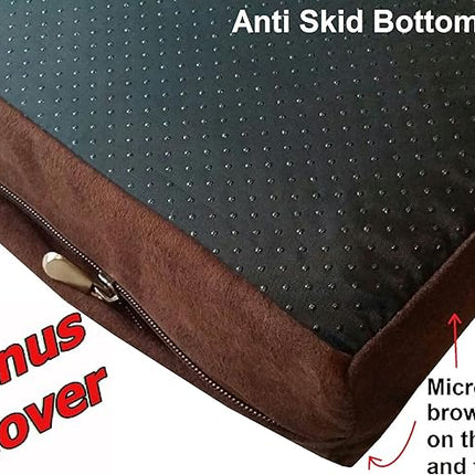 Dogbed4less Extra Large Orthopedic Memory Foam Dog Bed for Large Dogs with Durable Waterproof Internal Case, Removable Washable Denim Cover and Bonus Pet Bed Cover, 47X29X4 Fits 48X30 Dog Crate, Brown