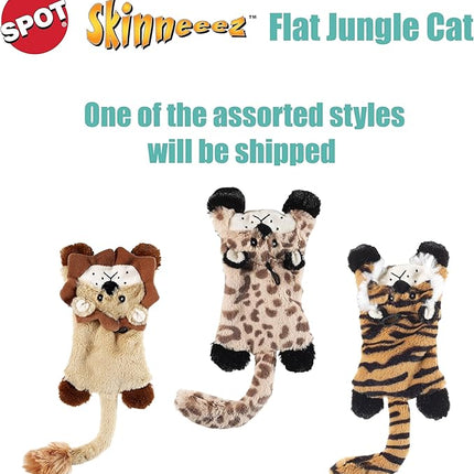 SPOT Skinneeez Flat Cat 11.5 Inch Stuffing-Free Plush Squeaky Dog Toy – Soft Interactive Toy for Mini and Small Dogs – Mess-Free Play for Light Chewers – Assorted Styles