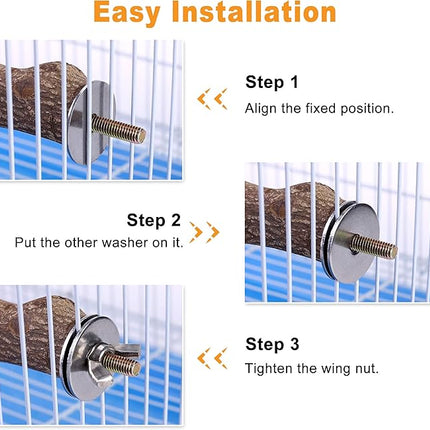 Bird Perch Stand Toy, Natural Wood Parrot Perch Bird Cage Branch Perch Accessories for Parakeets Cockatiels Conures Macaws Finches Love Birds (M: 10" Length)