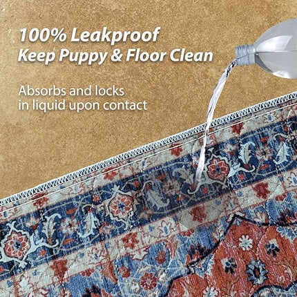 nunubaby 4PACK Washable Pee Pads for Dogs, Stylish, Non-Slip and Leak-Proof Pee Pads. Reusable Potty Pads for Dogs for Crates and Floors.(Red/Floral, 24" x36")