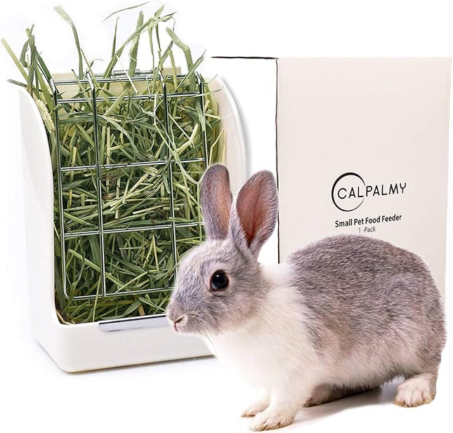 CalPalmy Hay Feeder for Rabbits, Guinea Pigs, and Chinchillas - Minimize Waste and Mess with 5.5" x 3.5" x 7.4" Hanging Alfalfa and Timothy Hay Dispenser