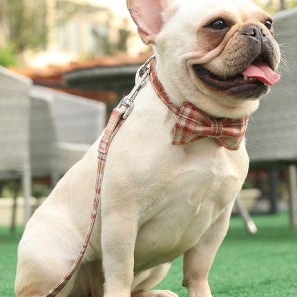 Lionet Paws Dog and Cat Collar with Bowtie Grid Collar Plastic Buckle Light Adjustable Collars for Small Medium Large Dogs