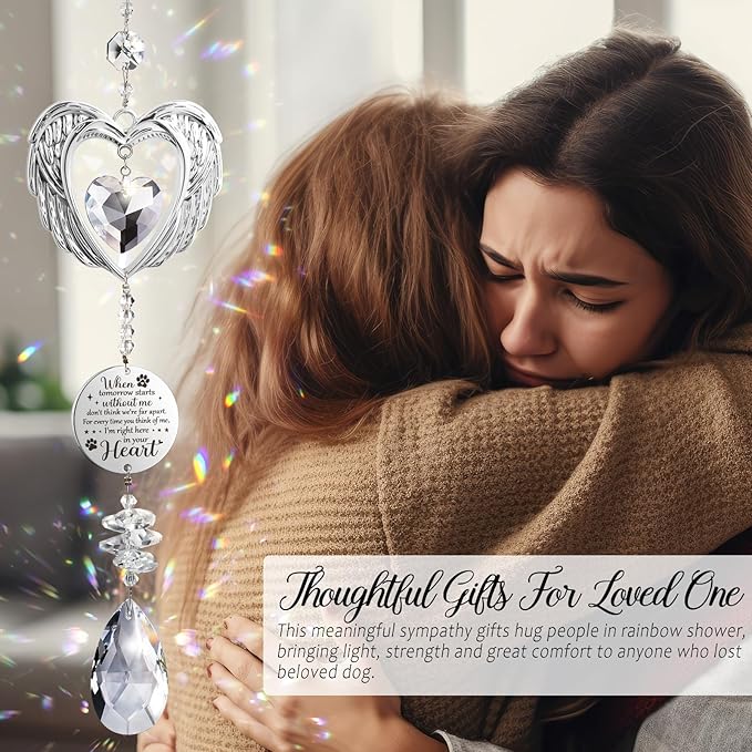 Dog Memorial Gifts for Loss of Dog Sympathy Gifts, Pet Memorial Gift for Dogs Cats, Pets Sympathy Crystal Suncatcher, Thoughtful Cats Dogs Bereavement Remembrance Gift for Pet Loss Condolence