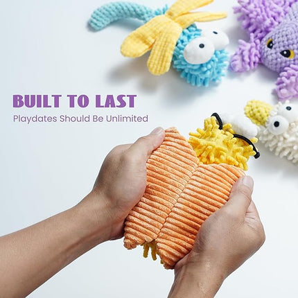 Nocciola Small Medium Large Dog Toys, Cute Soft Squeaky Crinkle Plush Stuffed Durable Pet Teething Animal Chew Toys for Small to Large Breed, Dog Christmas Stocking Stuffers