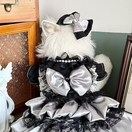 Fashion Sweet Puppy Dog Lace Princess Dress for EXTRAL Small and Small Dog C-Black Medium