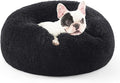 Bedsure Calming Dog Bed for Small Dogs - Donut Washable Small Pet Bed, 23 inches Anti-Slip Round Fluffy Plush Faux Fur Large Cat Bed, Fits up to 25 lbs Pets, Black