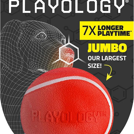 Playology Dog Toys | Squeaky Chew Ball - Bouncy Durable Floating Fetch Ball for Dogs | Jumbo Beef Scented Toy - Easy to Clean and Made from Non Toxic Materials