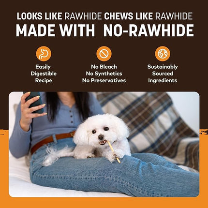 Earth Animal No Hide Stix - Long Lasting Rawhide Free Small Dog Chews Sticks, Chicken - 40 Count Extra Value Pack