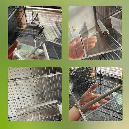 No Mess Bird Feeder for Cage, Automatic Acrylic No Spill Bird Feeder Cage for Parakeet Parrot Cockatiels Cockatiels Lorikeet Lovebirds Seeds (Small)