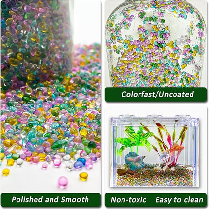 BXI 2.2 Lbs Small Aquarium Substrate Gravel Sand, Polished Smooth Fish Tank Gravel, Colorfast Uncoated Vibrant Blue Sea Glass, Decorative Stones for Vase Fillers, Fairy Garden, Potted Plants