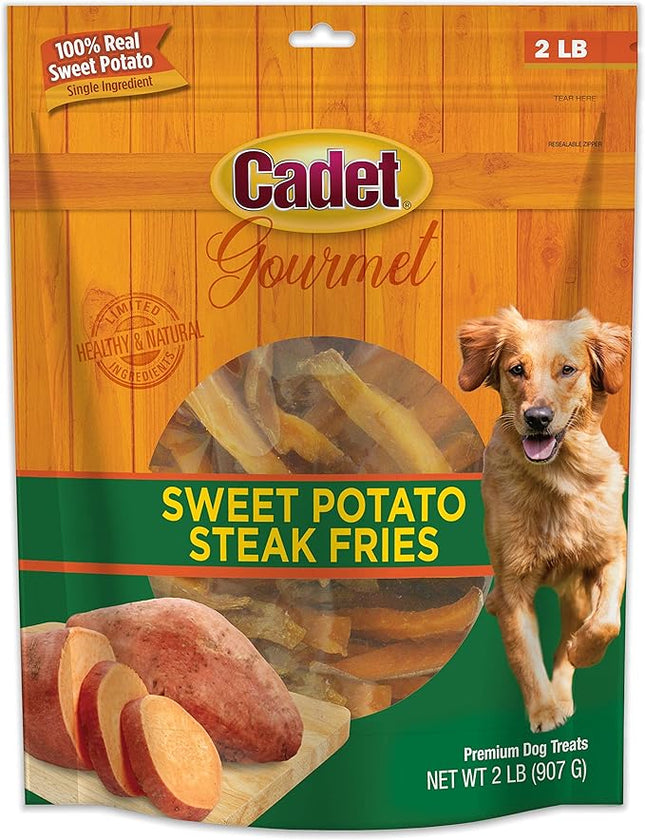Cadet Gourmet Sweet Potato Fries Dog Treats - Healthy & Natural Sweet Potato Dog Training Treats for Small & Large Dogs - Inspected & Tested in USA (2 lbs.)