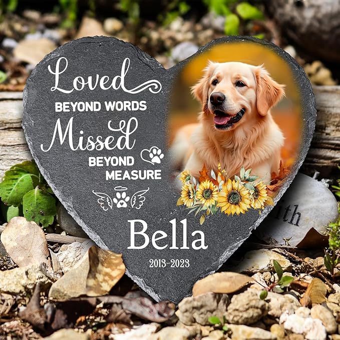 Gabita Dog Memorial Stone Custom with photo Name and Years, Pet Memorial Gifts for loss of Dogs, Personalized Pet Grave Markers Headstone Cemetery Decorations for Dog