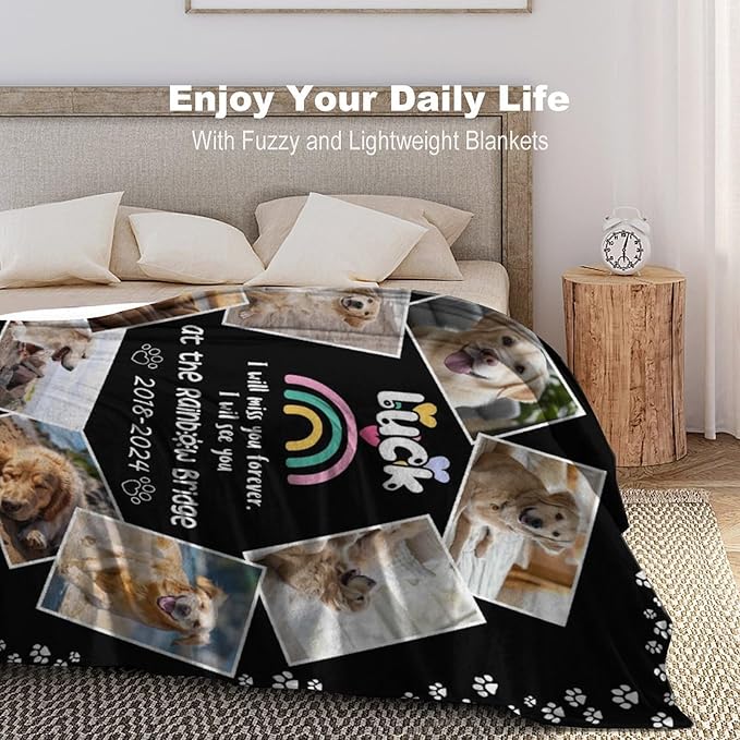 Artsadd Custom Dog Memorial Gifts for Loss of Pet Cat, Personalized Dog Memorial Blanket with Photos, Pet Memorial Gifts, Pet Loss Gifts, Pet Memorial Throw Blanket, Gifts for Pet Cat Lovers