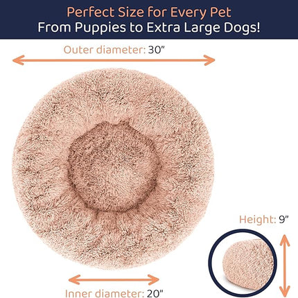 Donut Dog Bed - Premium Comfort for Anxiety Relief - Fluffy & Calming Design with Ultra-Plush Support | Cozy Round Dog Bed with Super Soft Circle Style (Pink, Medium)