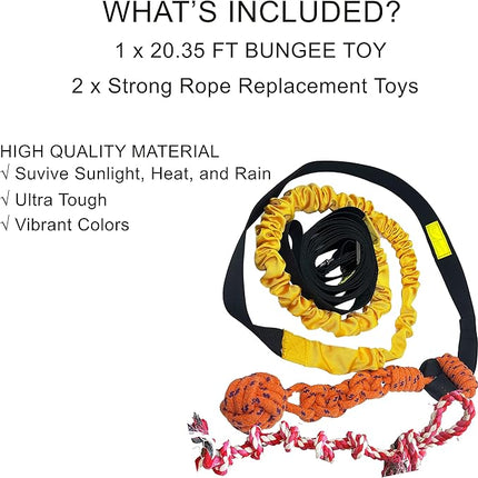 Dog Bungee Toy 20.35 ft Reinforced Interactive Rope with Two Replacement Refills - Dog Rope Toys Interactive Toys