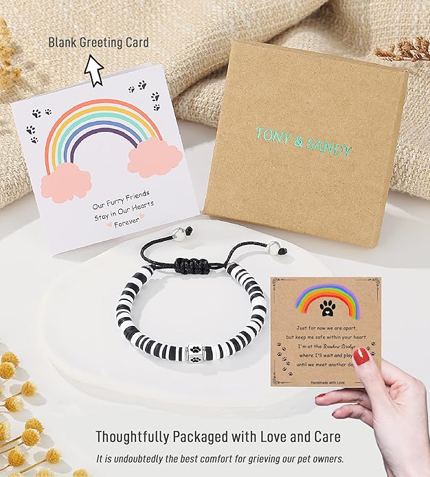 TONY & SANDY Dog Memorial Gifts, Pet Sympathy Rainbow Bridge Pet Memorial Bracelet for Men Women Girls Who Loss of Beloved Dog Cat