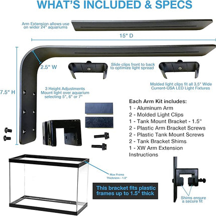 XW Extra Wide CURRENT USA Orbit LED Adjustable Tank Mount BracketOrbit Led Adjustable Single Bracket, 15"-24", XW Orbit LED Adjustable Single Bracket, 15"-24" (4194)