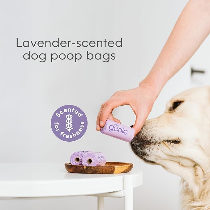 Dog Poop Bags Rolls Scented, Extra Strong & Leak-Proof for Dogs, Lavender Scented, Easy Tear Pet Waste Bags, Made from 65% Recycled Plastic, 8 Rolls (120 Count)