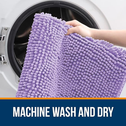 OLANLY Bathroom Rugs 47x20, Extra Soft Absorbent Chenille Bath Rugs, Rubber Backing Quick Dry, Machine Washable Bath Mats for Bathroom Floor, Tub and Shower, Home Decor Accessories, Lavender
