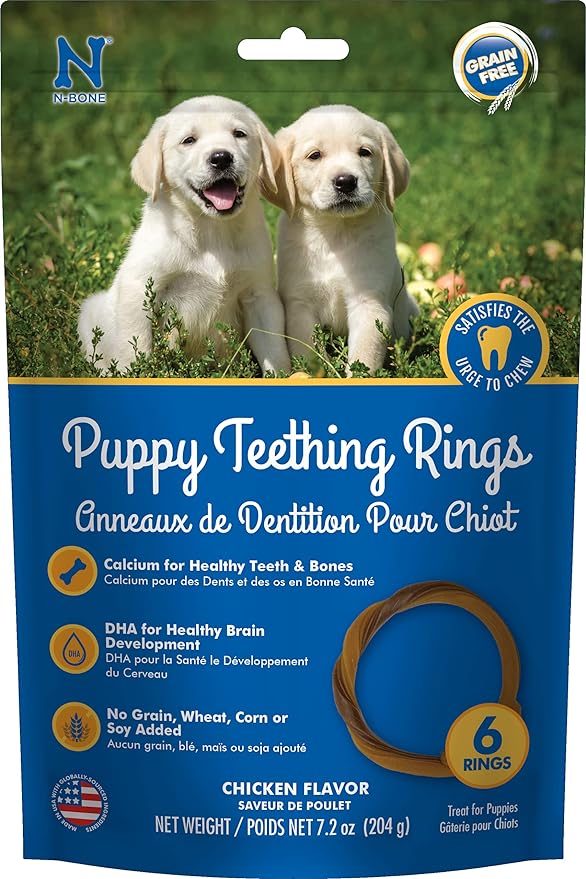 N-Bone Puppy Teething Rings, Grain-Free Chicken Flavor, 6 ct