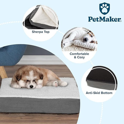 Dog Bed Replacement Cover ? Pet Duvet with Sherpa Top and Non-Slip Bottom, Gray Micro Suede -Dog Bed Washable Removable Cover by PETMAKER (Small)