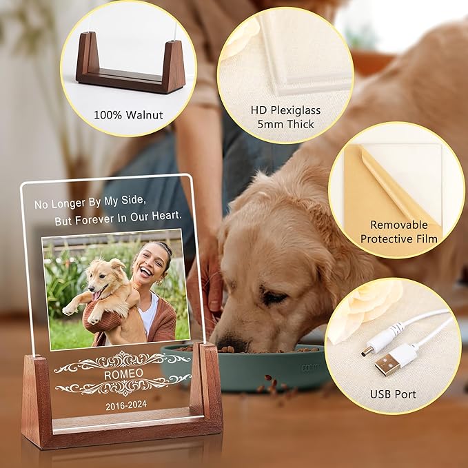Personalized Dog Memorial Gifts for Loss of Dog, Dog Memorial Gifts, Pet Sympathy Gifts for Dogs, Pet Memorial Acrylic Night Light, Lost Pet Memorial Gifts Dog, Cat Memorial Gifts, Pet Loss Gifts
