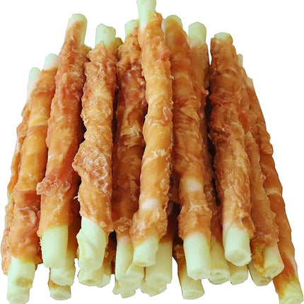 Puppy Training Snacks Dog Chews Treats Chicken Wrapped White Rawhide Sticks 1lb