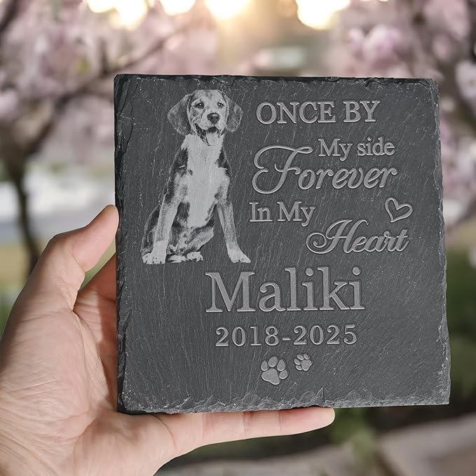 Pet Memorial Stone, Dog Memorial Stone, Dog Memorial Gifts for Loss of Dog, Pet Memorial Gifts, Loss of Pet Sympathy Gift, in Loving Memory Pet - Once by My Side - Square