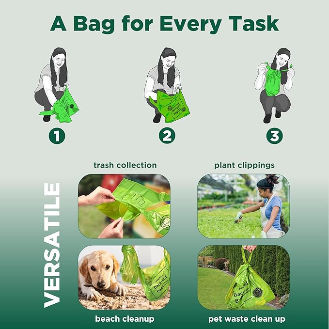 The Original Poop Bags® Backyard Arm-Slot Poop Bags – 38% Plant-Based Dog Waste Bags – Extra-Large 12x24" Bags with Built-In Arm Slot for Backyard Cleanups – Unscented (16 Count)