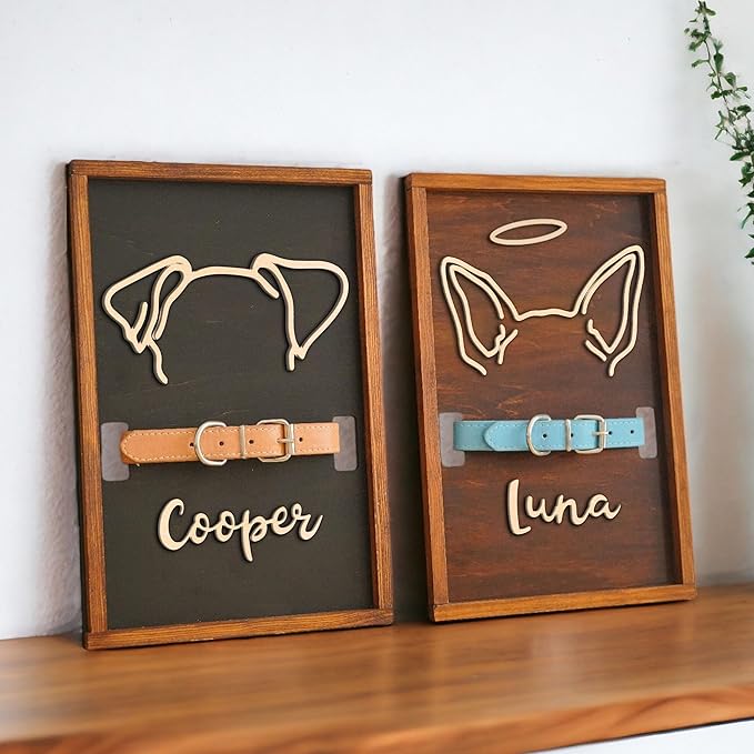 Nazenti Personalized Dog Memorial Picture Frame, Dog Loss Sign, Pet Memorial Signage, Loss Of Pet Sympathy Gift, Custom Collar Holder Frame, Customized Dogs Gifts, Dogs Bereavement Gifts