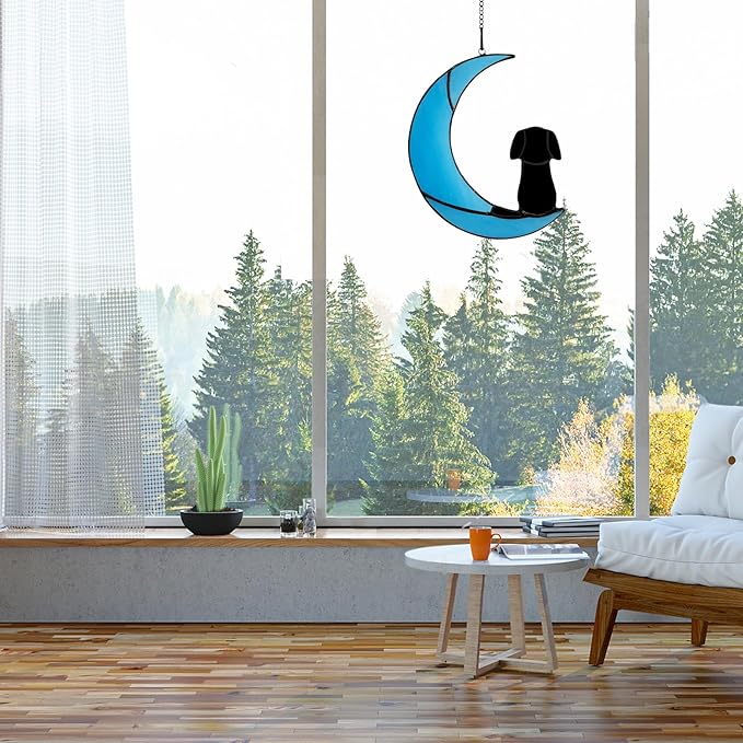 Stained Glass Dog Memorial Gifts, Dog Sympathy Gifts for Dog Lovers, Suncather for Window Hanging,in Memory of Dog Passing Away Gifts,Loss of Dog Sympathy Gift.