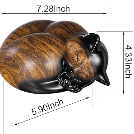 Pet Urns,Sleeping Resin Cremation Cat Urn, Cat Urns for Ashes, Small Animal Urn （Brown）…