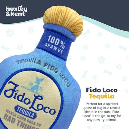 Huxley & Kent Funny Dog Toy w/Squeaker – Power Plush Squeaky Dog Toys for Small, Medium & Large Dogs – Soft Stuffed Animal for Indoor Play & Fetch - Fido Loco, Small